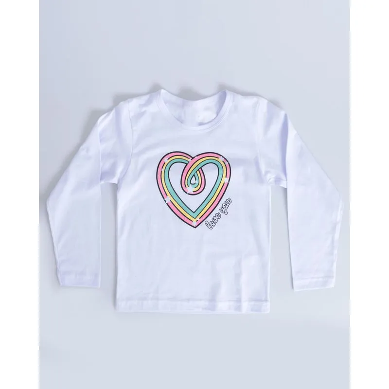 Blusa Bebê Manga Longa Estampa Coração Rosa 2