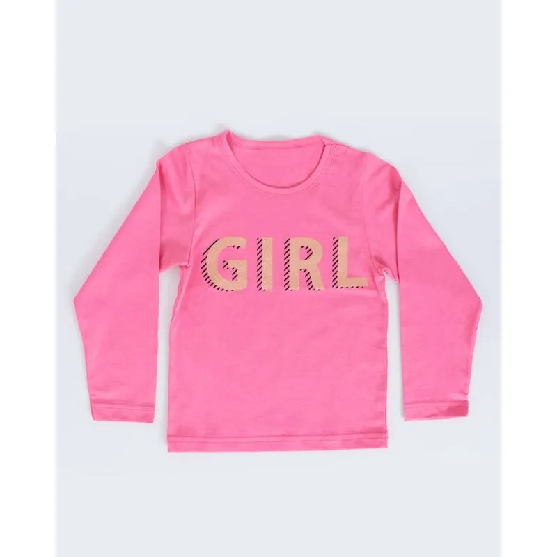 Blusa Bebê Manga Longa Estampa Girl Rosa 1