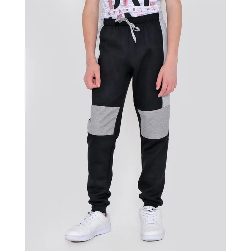 Calça Moletom Juvenil Recorte Matelassê Preto 16