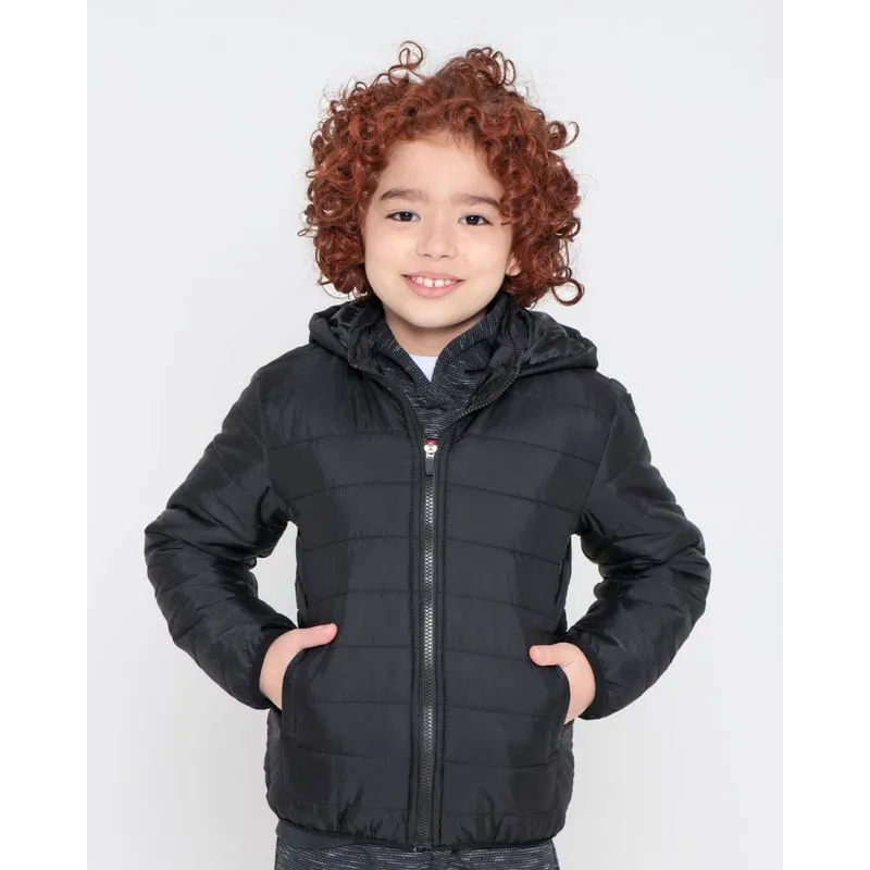 Jaqueta Infantil Puffer Capuz Preta 6