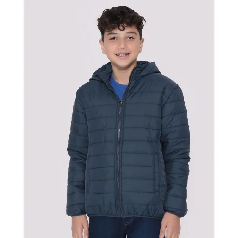 Jaqueta Juvenil Puffer Capuz Marinho 10