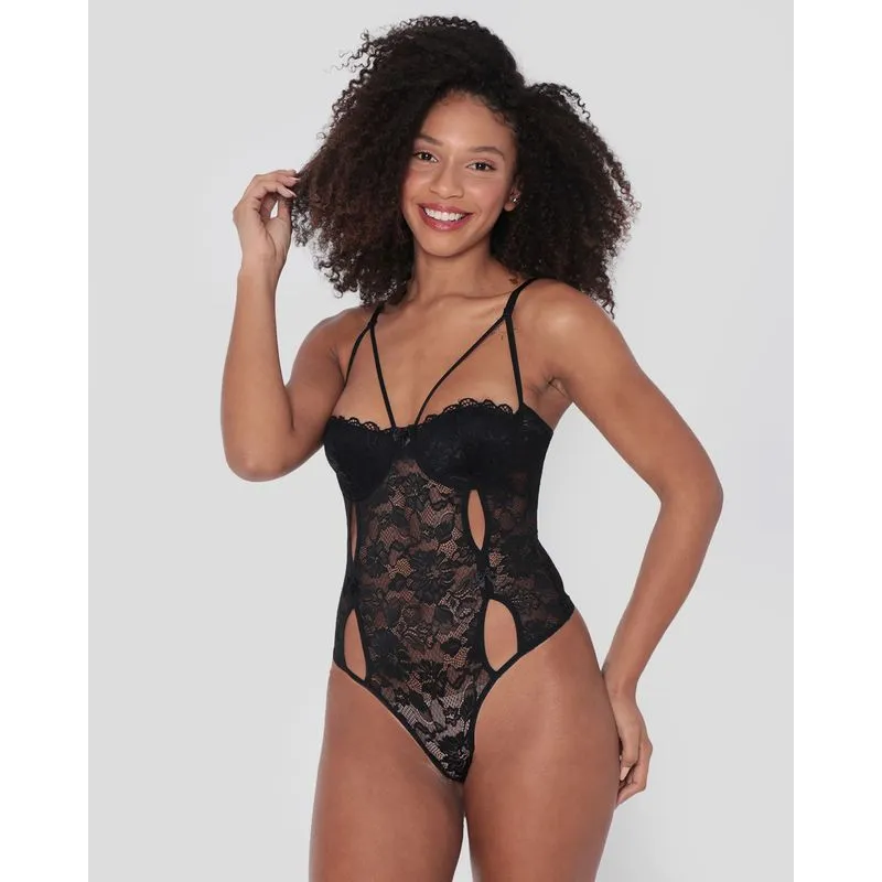 Body Sem Bojo Fio Dental Renda Preto G