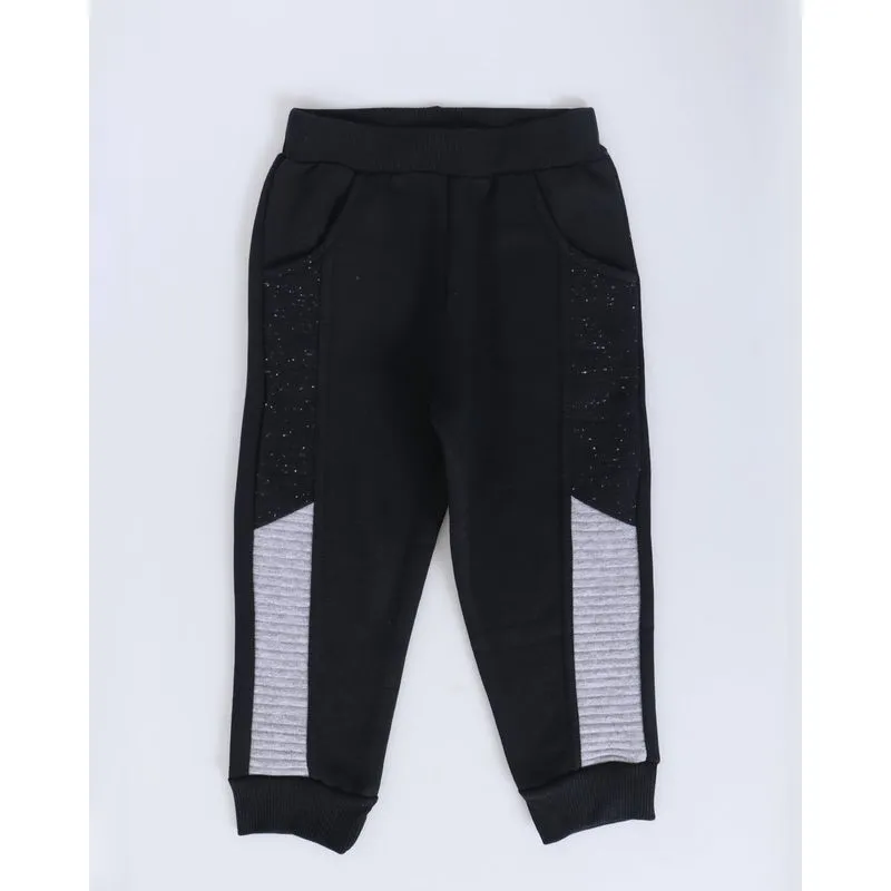 Calça Moletom Bebê Recorte Botonê Preta 2