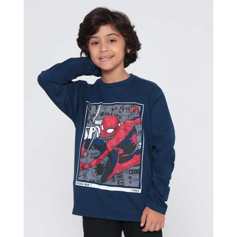 Camiseta Infantil Homem Aranha Marvel Azul Marinho 10