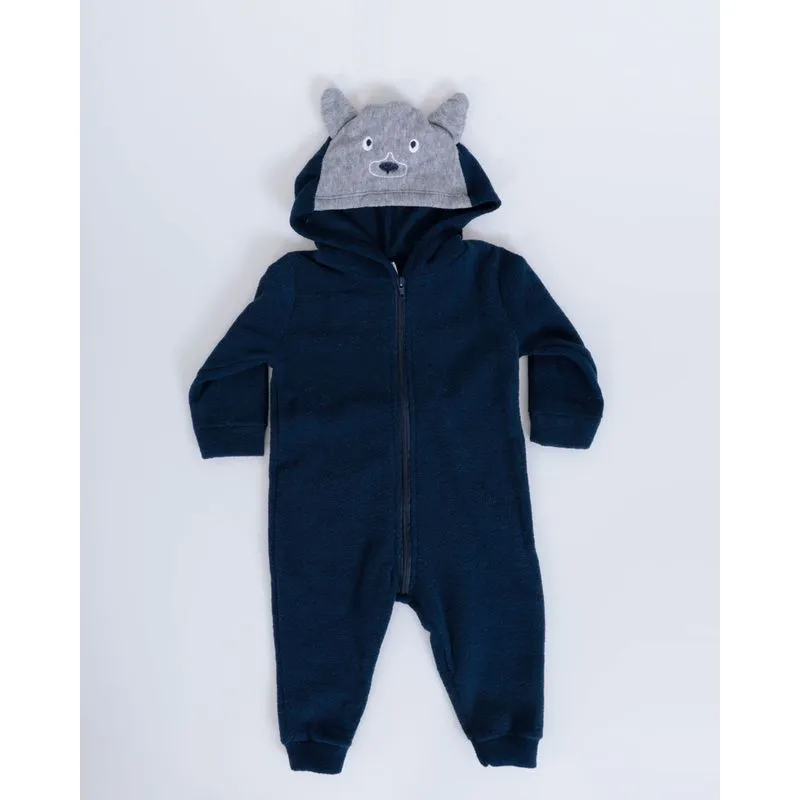 Macacão Flanel Bebê Ursinho Marinho 3