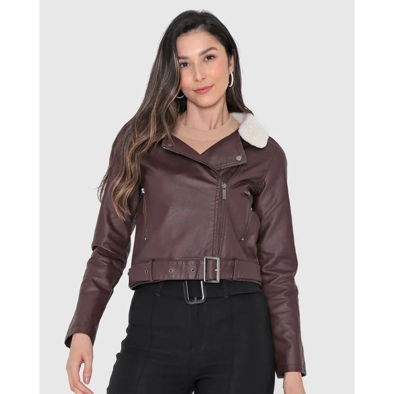 Jaqueta Feminina Material Sintético Vinho P