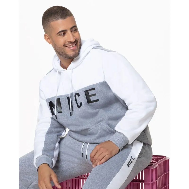 Blusão Moletom Masculino Com Capuz Recorte Cinza M