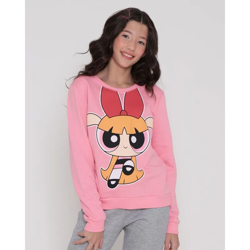 Blusão Moletom Juvenil Florzinha Cartoon Network Rosa 12