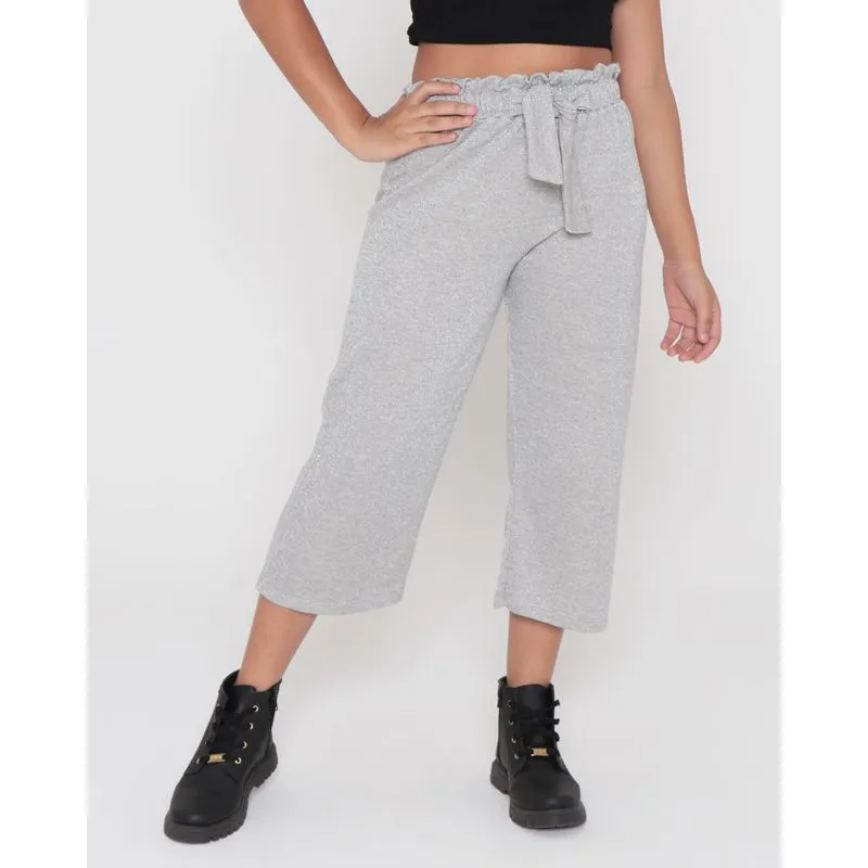 Calça Moletinho Juvenil Pantacourt Fios Metálicos Cinza Claro 10