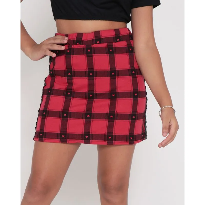 Saia Moletinho Juvenil Xadrez Vermelho 16