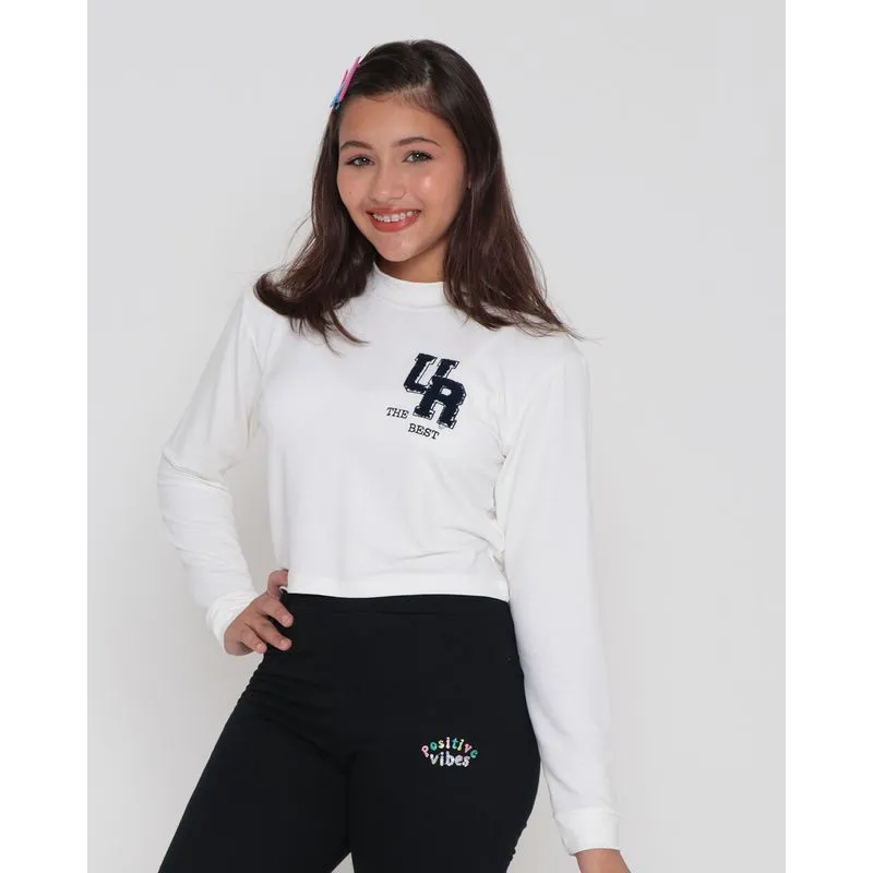 Blusa Juvenil Cropped Manga Longa The Best Off White 10