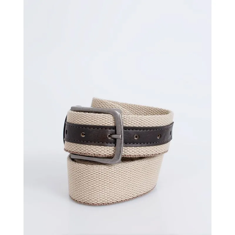 Cinto Masculino Lona Liso Bege Claro G