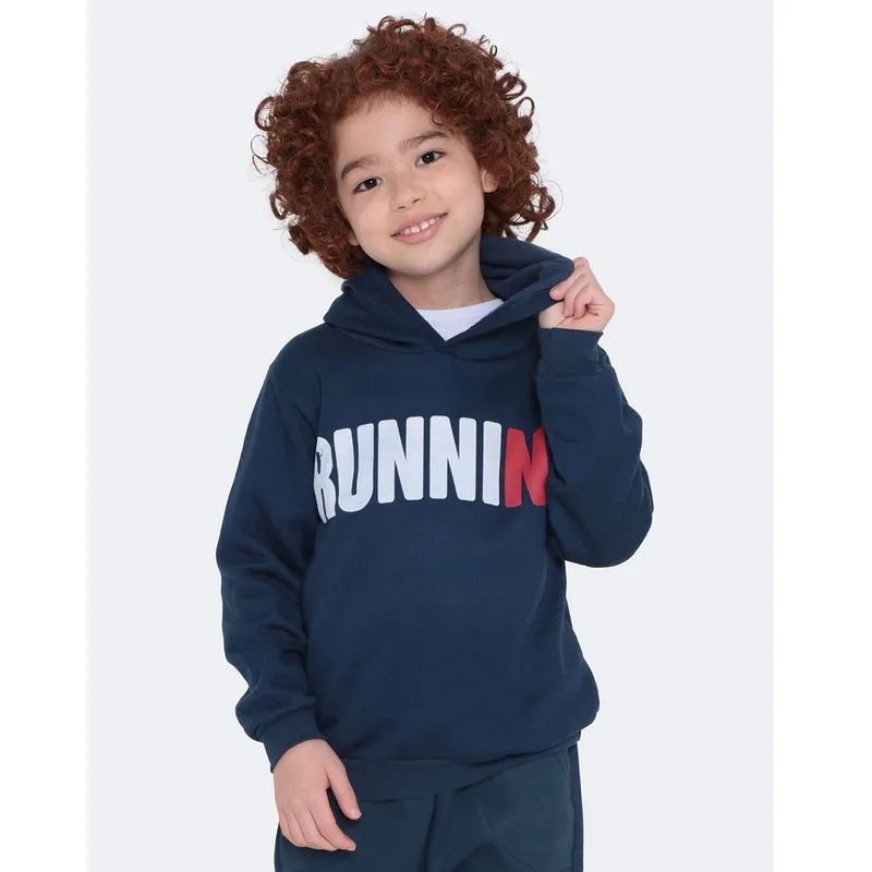 Blusão Infantil Capuz Estampa Running Marinho 4
