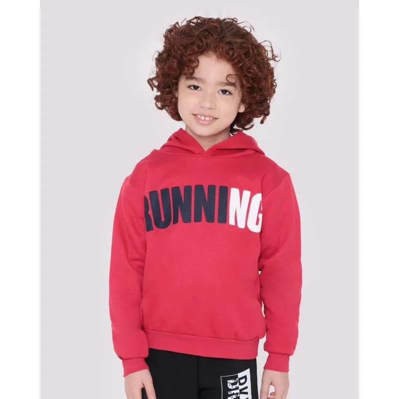 Blusão Infantil Capuz Estampa Running Vermelho 8
