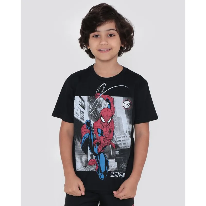 Camiseta Infantil Marvel Homem Aranha Preta 12