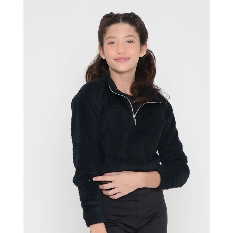 Blusão Flannel Juvenil Pelinho Com Zíper Preto 16
