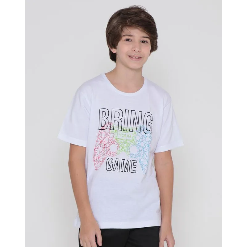 Camiseta Juvenil Estampa Game Branca 10