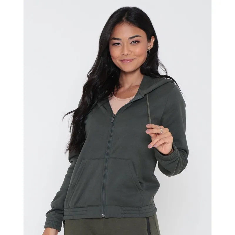 Casaco Moletom Feminino Capuz Verde Escuro P