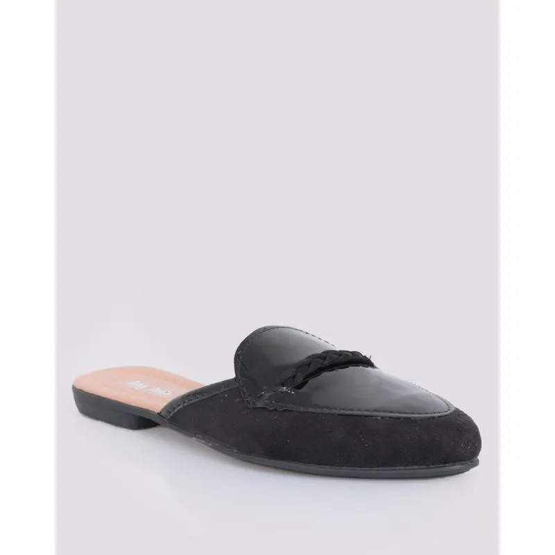 Sapato Mule Feminino Recorte Verniz Com Tira Preto 38
