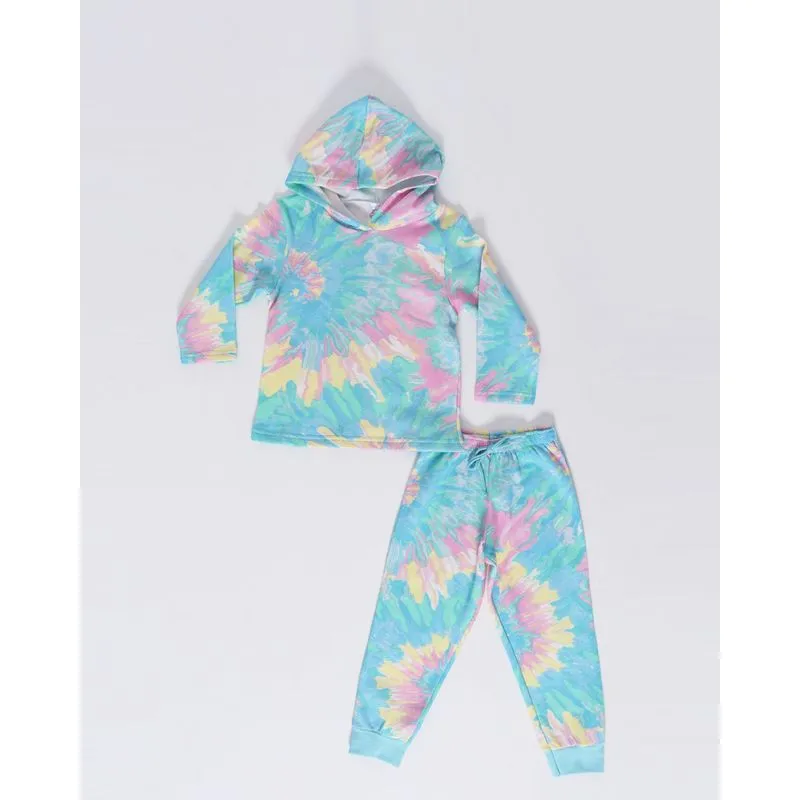 Conjunto Moletom Bebê Estampa Tie Dye Rosa Verde 3