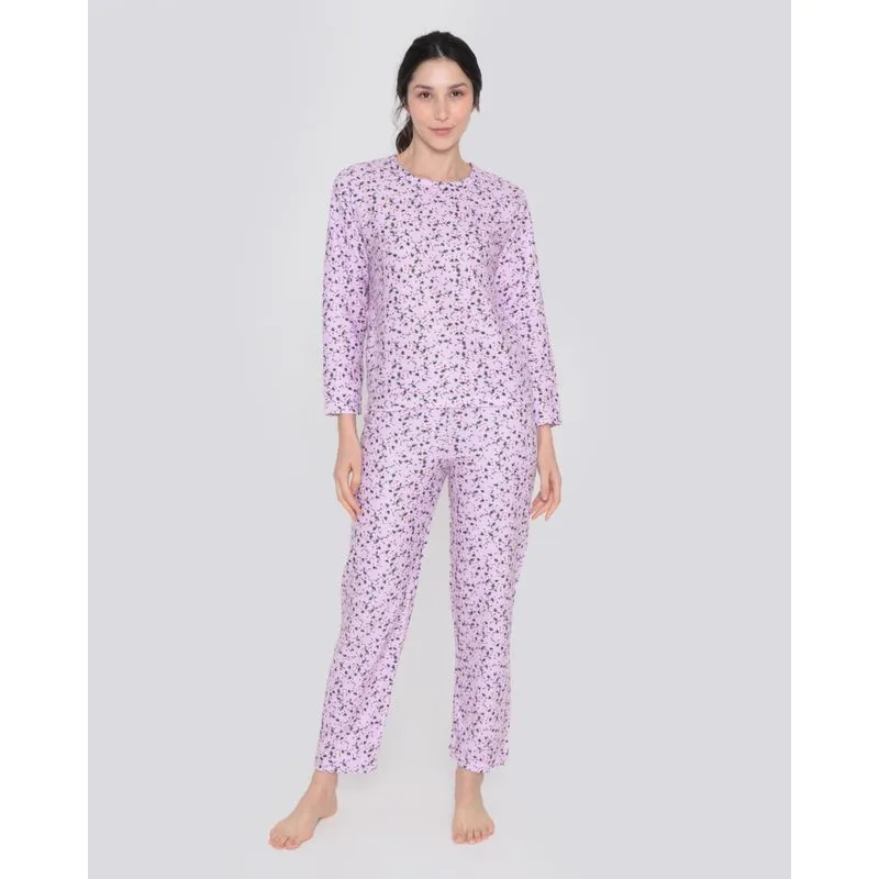 Pijama Feminino Soft Longo Estampa Flores Rosa GG