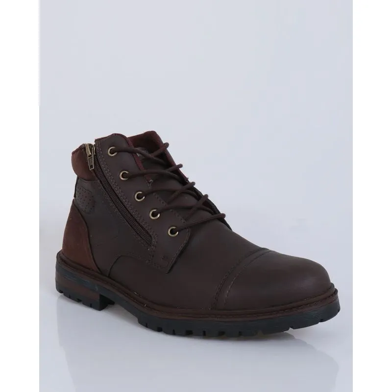 Bota Masculina Coturno Tratorada Wonder Cano Curto Zíper Marrom 37