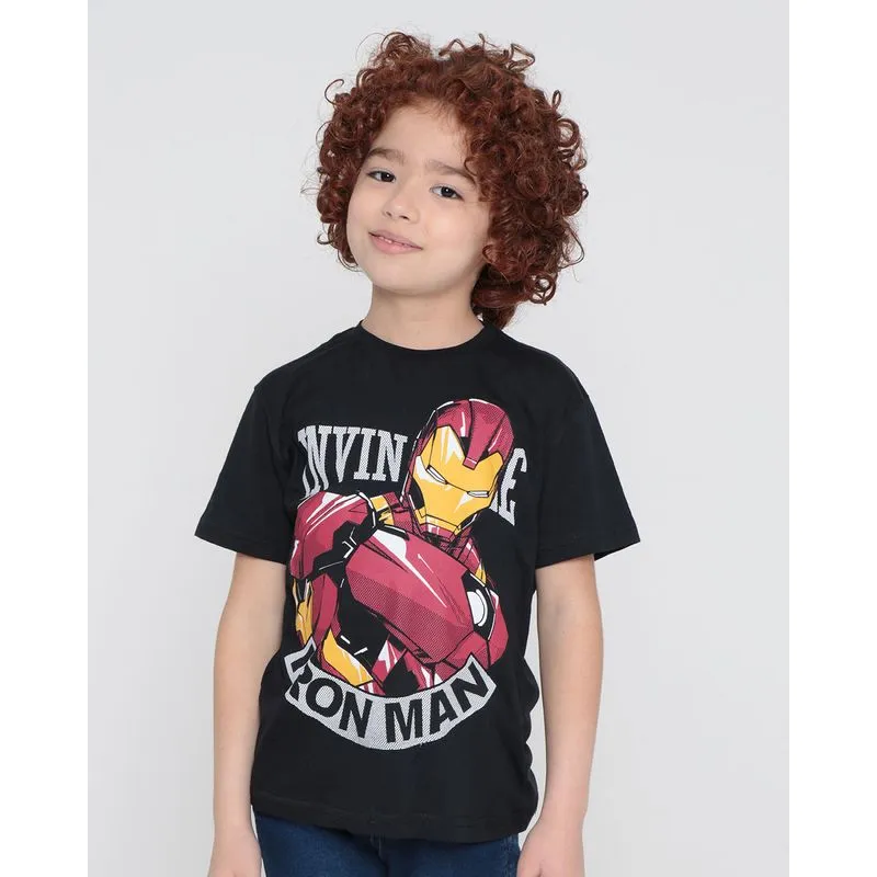 Camiseta Infantil Marvel Homem de Ferro Preta 12
