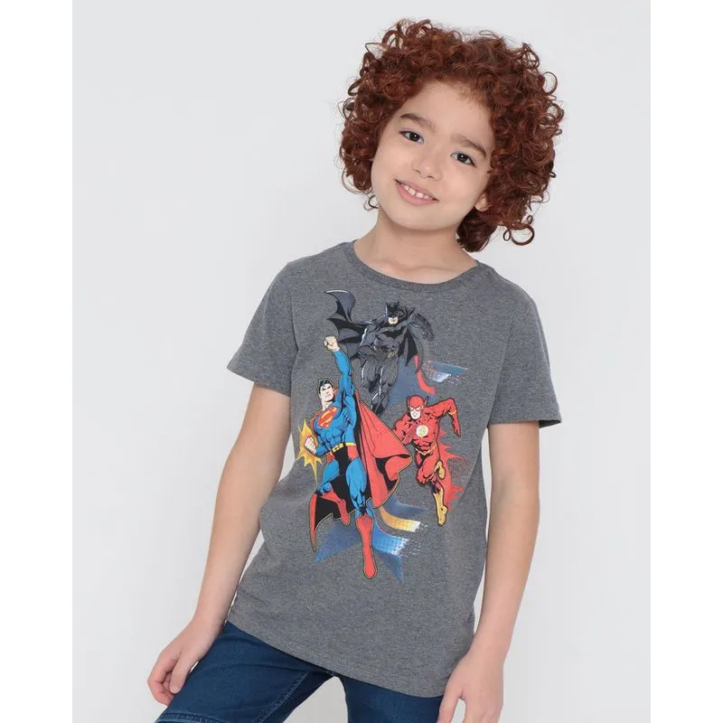 Camiseta Infantil Liga da Justiça Cinza 6