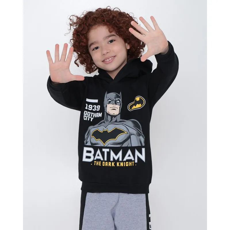 Blusão Moletom Infantil Liga da Justiça Batman Preto 10