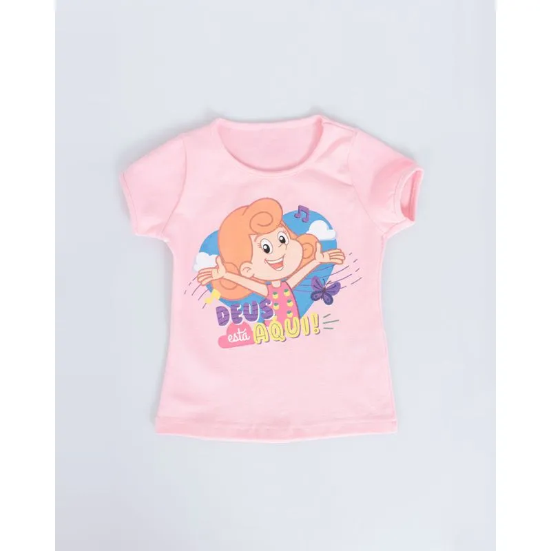 Blusa bebê Manga Curta 3 Palavrinhas Rosa 3