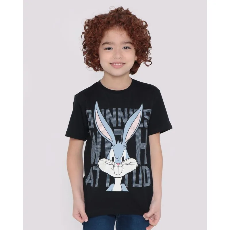 Camiseta Infantil Looney Tunes Pernalonga Preta 4