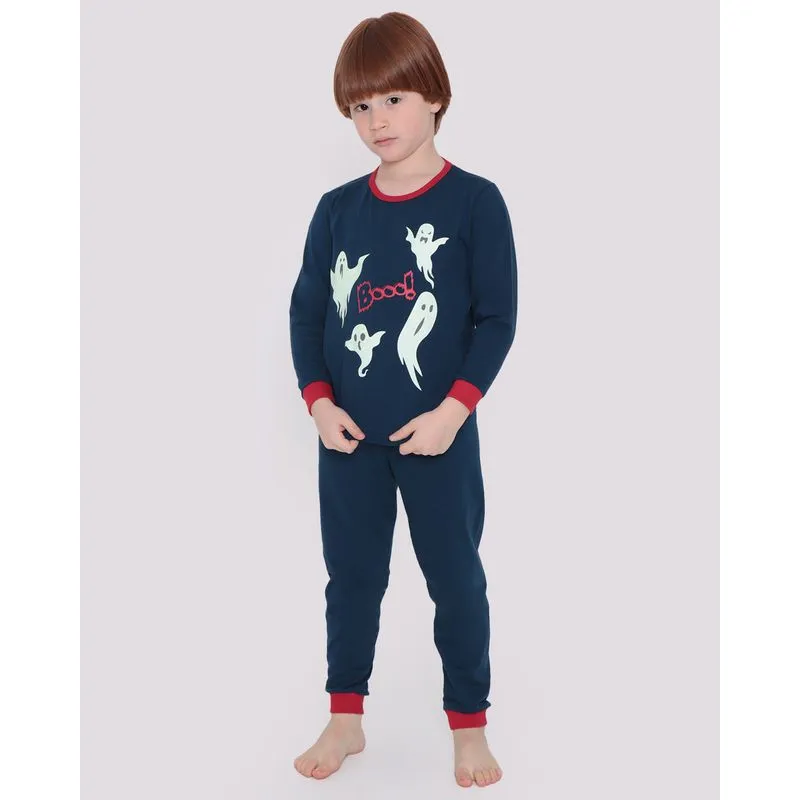 Pijama Infantil Estampa Booo Marinho 6