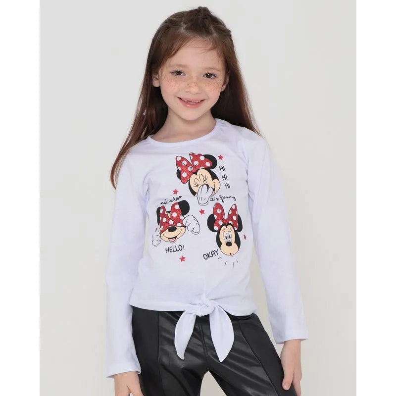 Blusa Infantil Nozinho Minnie Mouse Infantil Disney Branca 10