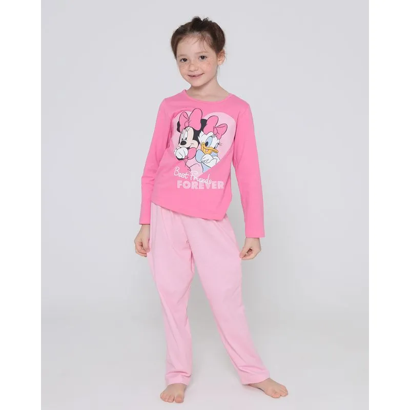 Pijama Infantil Minnie E Margarida Disney Rosa Médio 10