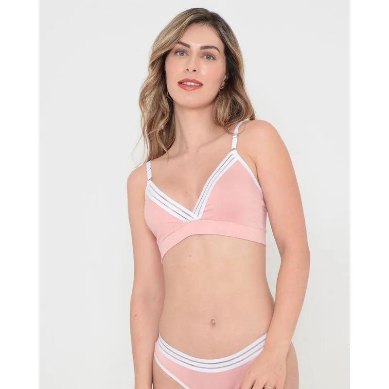 Sutiã Feminino Triângulo Sem Bojo Rosa Claro 44