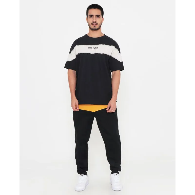 Calça Moletom Masculina Jogger Com Recorte Preta 27161000093136UN