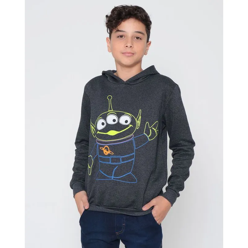 Blusão Moletom Juvenil Alien Toy Story Disney Pixar Mescla Escuro 16