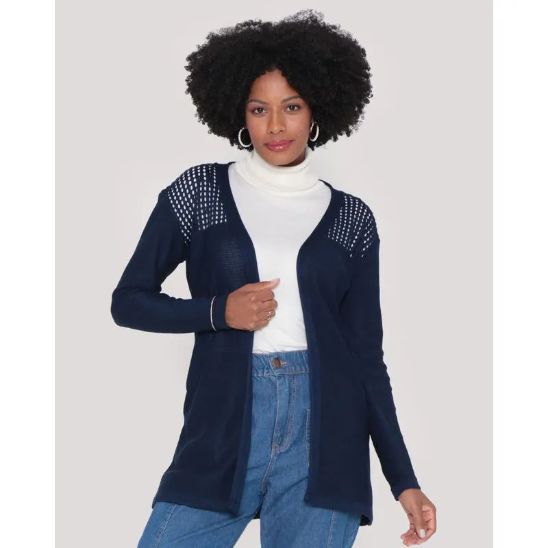 Capa Feminina Tricô Azul Marinho P