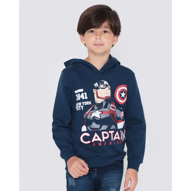 Blusão Moletom Infantil Capitão América Marvel Marinho 12
