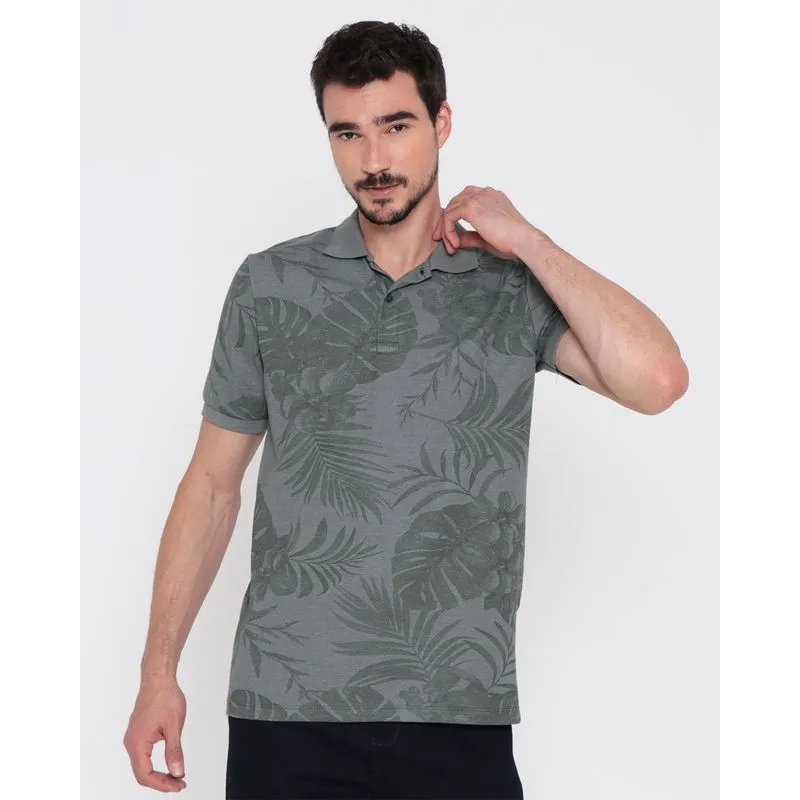 Polo Masculina Estampa Floral Verde G
