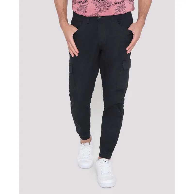 Calça Sarja Masculina Jogger Bolso Cargo Preta 38