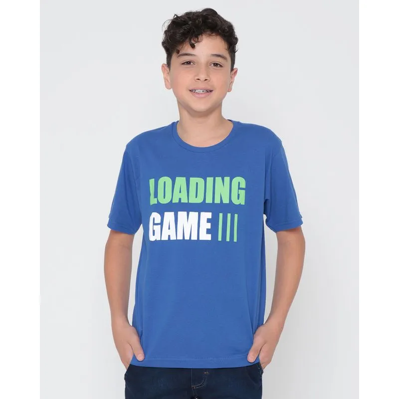 Camiseta Juvenil Estampa Game Azul Médio 10