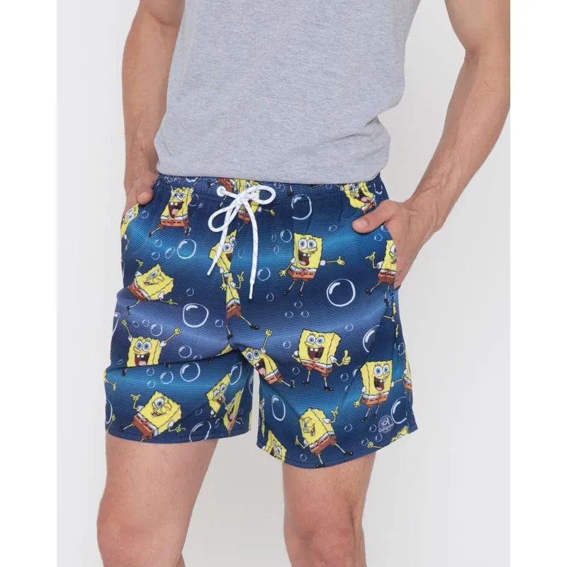 Bermuda Masculina Bob Esponja Gangster Azul Médio GG