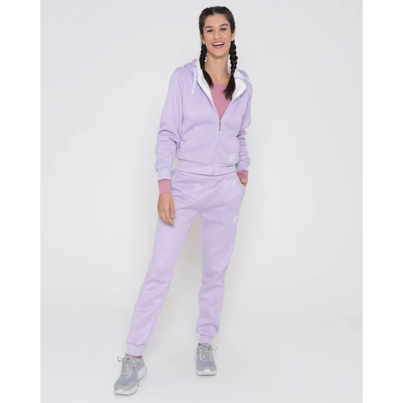 Conjunto Moletom Feminino Fitness Forro Sherpa Lilás Claro GG