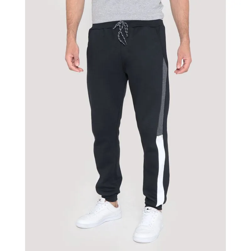 Calça Moletom Masculina Jogger Recorte Preta P