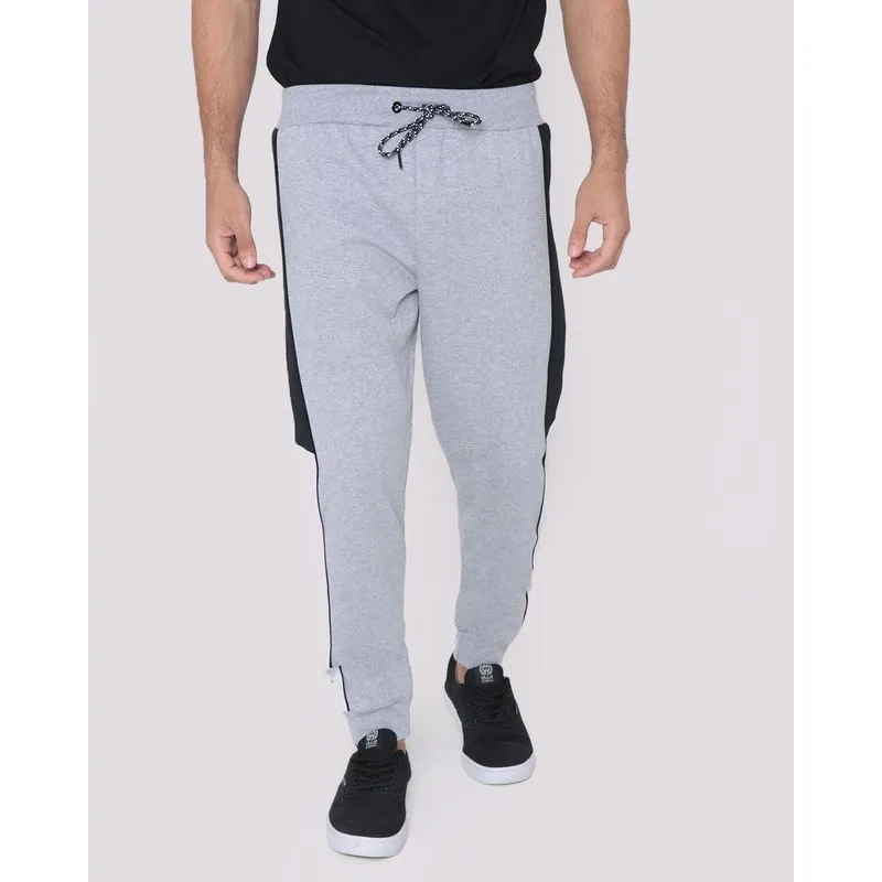 Calça Moletom Masculina Jogger Recorte Cinza P