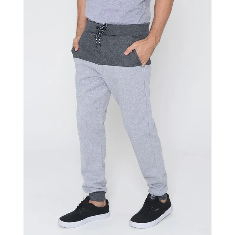 Calça Moletom Masculina Jogger Recorte Cinza Escuro G