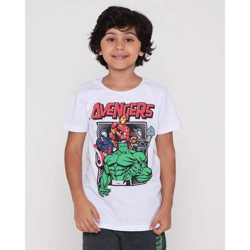 Camiseta Infantil Estampa Vingadores Marvel Branca 6