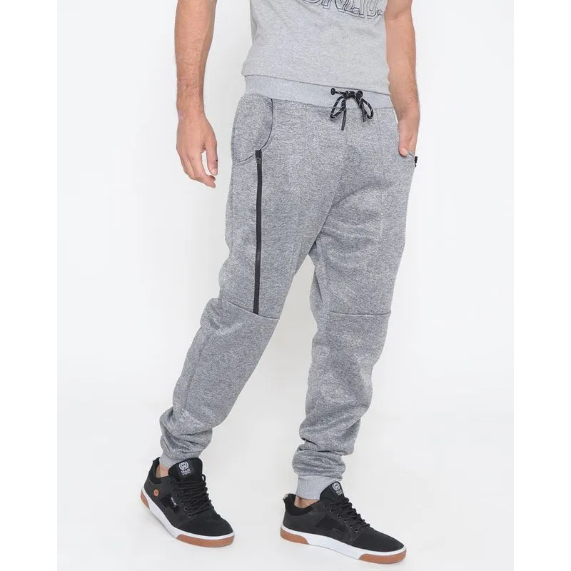 Calça Moletom Masculina Detalhe Zíper Cinza G