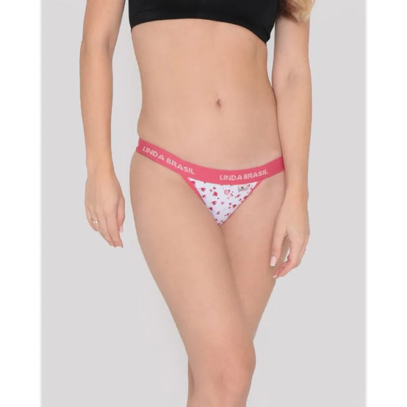 Calcinha String Avulsa Estampa Coração Rosa Escuro M